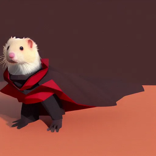 Prompt: A ferret wearing Sith robes, Low poly