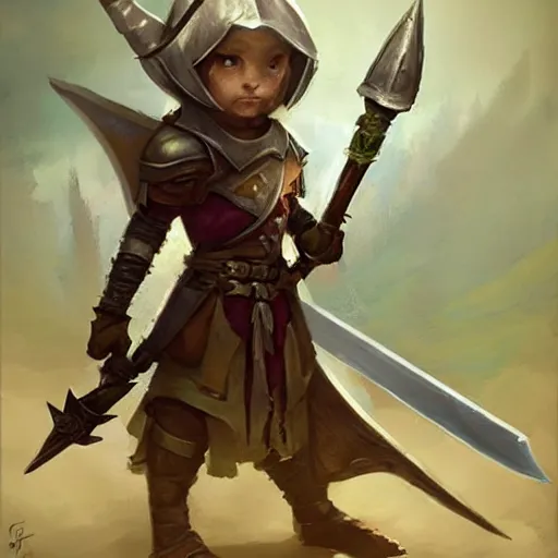 Image similar to cute little knight, wielding a magic sword, tiny, small, short, wizard robes, adorable, pretty, beautiful, dnd character art portrait, matte fantasy painting, deviantart artstation, by jason felix by steve argyle by tyler jacobson by peter mohrbacher, cinema,