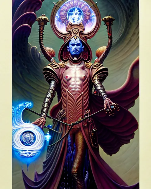 Image similar to the emperor tarot card, fantasy character portrait made of fractals, ultra realistic, wide angle, intricate details, the fifth element artifacts, highly detailed by peter mohrbacher, hajime sorayama, wayne barlowe, boris vallejo, aaron horkey, gaston bussiere, craig mullins