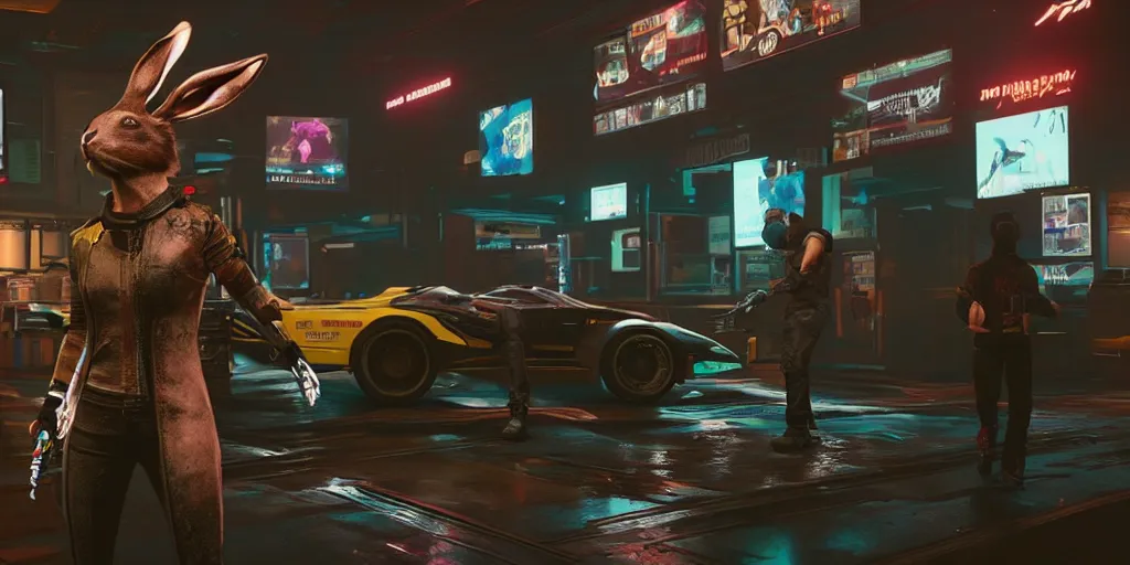 Image similar to a rabbit in the game Cyberpunk 2077