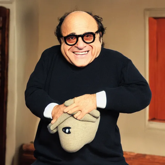 Image similar to danny devito as a sock puppet