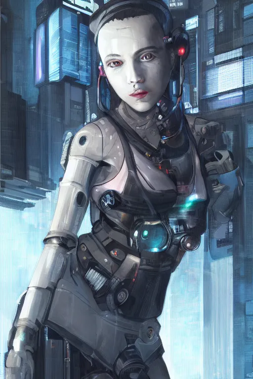 Image similar to a close - up portrait of a cyberpunk cyborg girl, by jean fouqet, rule of thirds