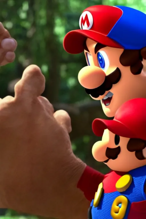 Image similar to a movie still of chris pratt as mario, highly detailed, studio lighting