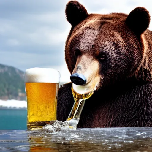 Image similar to a bear chugging a beer