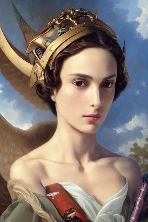 Image similar to Nathalie Portman in a fantasy comic book style portrait painting of Ayanami Rei, François Boucher, Oil Painting, Mystical Valkyrie, unreal 5, DAZ, hyperrealistic, octane render, Regal, Refined, Detailed Digital Art, RPG portrait, William-Adolphe Bouguereau, Michael Cheval, Walt Disney (1937), Steampunk, dynamic lighting, Highly Detailed, Cinematic Lighting, Unreal Engine, 8k, HD