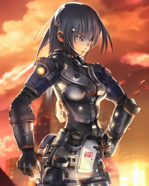 Image similar to full body portrait of anime girl in mechanic armor in night tokyo by makoto sinkai, perfect face, fine details