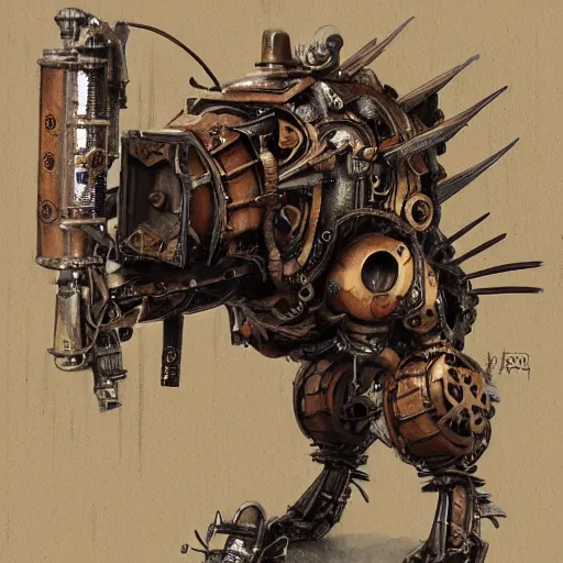 Image similar to a rampaging ashigaru steampunk - inspired mecha boar of bamboo, laquer and steel by brian froud and greg rutkowski