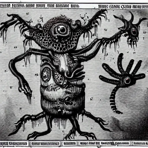 Image similar to bizarre bestiary of repressed unconscious emotional monsters and creatures