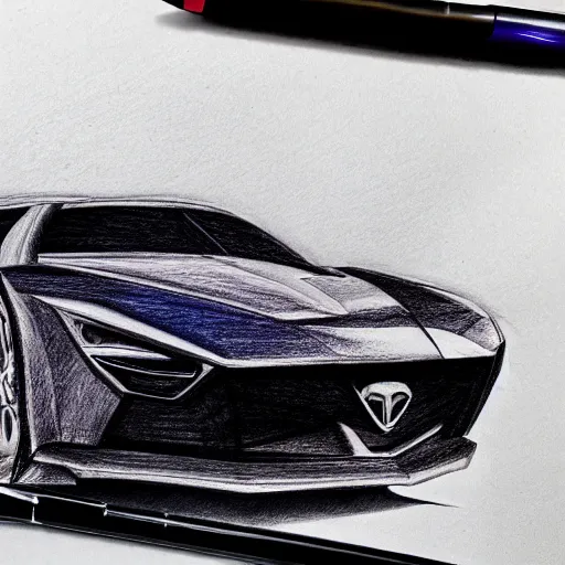 Image similar to ballpoint pen drawing of the batmobile