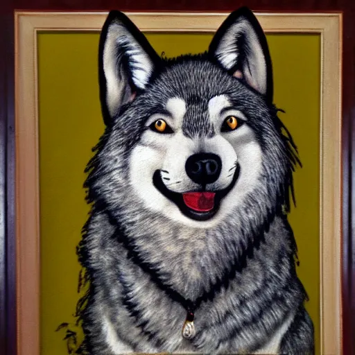 Image similar to retarded wolf portrait, frida