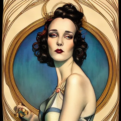 Prompt: an art nouveau streamline moderne portrait in the style of charles dulac and donato giancola and anna dittmann.