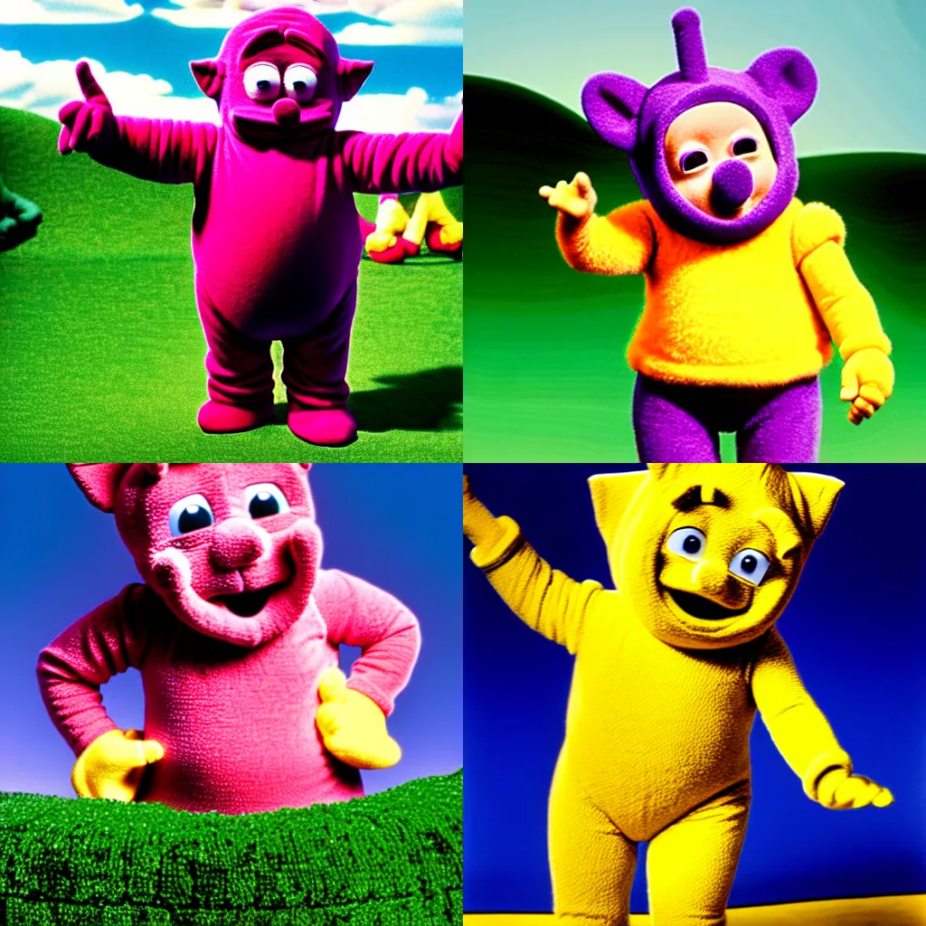 Prompt: photo of a teletubby