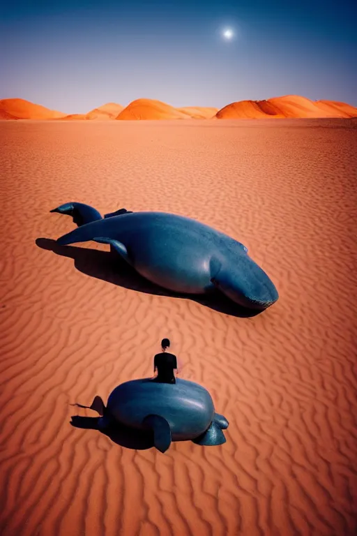 Image similar to 🐋🤖🦕👽🐳 in desert, photography by bussiere rutkowski andreas roch, 1 6 k