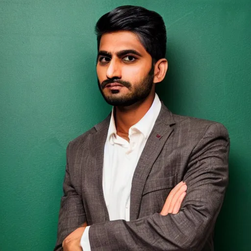 Prompt: a handsome south asian man with a sour look