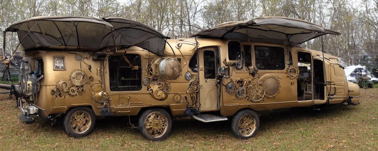 Prompt: steampunk autocamper