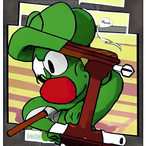 Prompt: Yoshi with a battleaxe