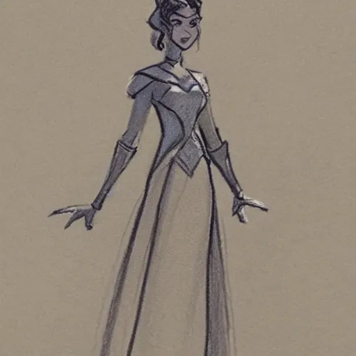 Image similar to milt kahl sketch of victoria justice as princess padme from star wars episode 3