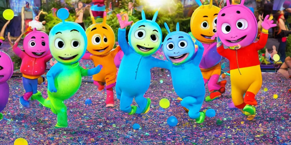 Image similar to a backyardigans dancing in rave party