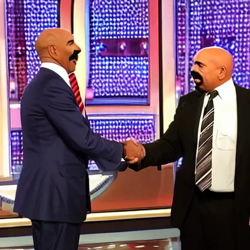 Image similar to adolf hitler meeting steve harvey in family feud ( 2 0 1 6 )