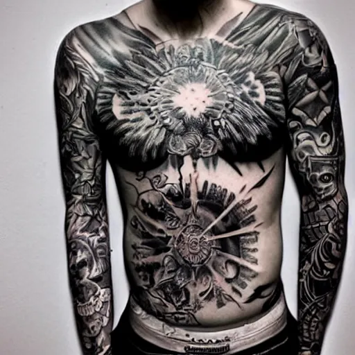 Prompt: A tattooed man