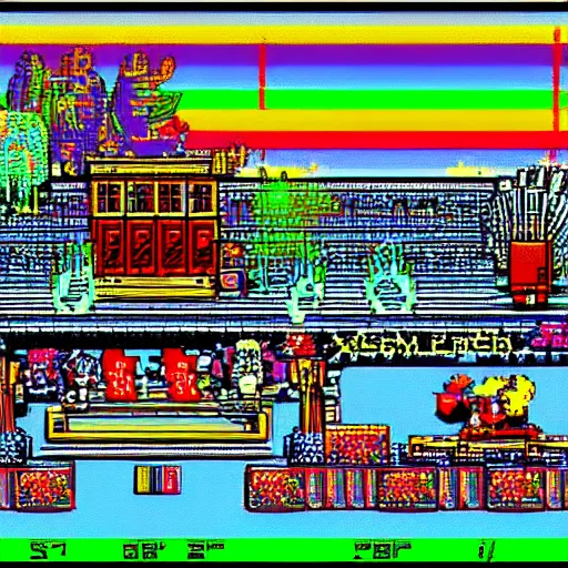 Prompt: zx spectrum starting screen graphics for game exolon. low res pixel art screenshot