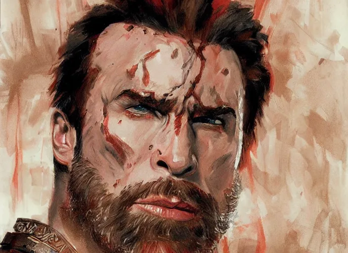 Image similar to a highly detailed beautiful portrait of john travolta as kratos, by gregory manchess, james gurney, james jean