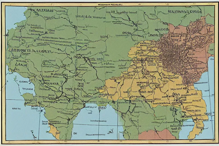 Image similar to map of the kingdom of the balkan tatars, in an old atlas