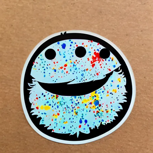 Prompt: die cut sticker, the cookie monster breakdancing, splatter paint