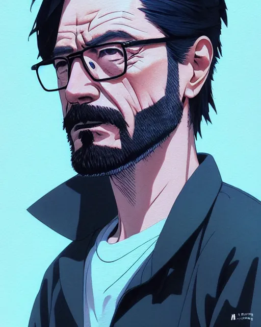 Prompt: portrait Anime man as Walter White. fine-face, pretty face, realistic shaded Perfect face, fine details. Anime. realistic shaded lighting by Ilya Kuvshinov katsuhiro otomo ghost-in-the-shell, magali villeneuve, artgerm, rutkowski, WLOP Jeremy Lipkin and Giuseppe Dangelico Pino and Michael Garmash and Rob Rey in official suit