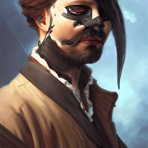 Prompt: portrait, male humanoid black cat, eye patch on one eye, black fur, pirate, doctor, pirate clothes, d & d, fantasy, intricate, elegant, highly detailed, digital painting, artstation, concept art, matte, sharp focus, illustration, art by artgerm and greg rutkowski and alphonse mucha