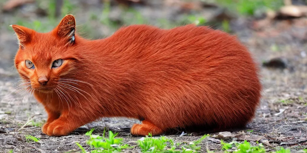 Prompt: A red beaver cat.