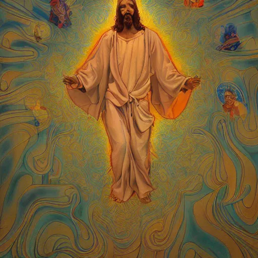 Image similar to the transfiguration of jesus christ, an ultrafine detailed painting by james jean