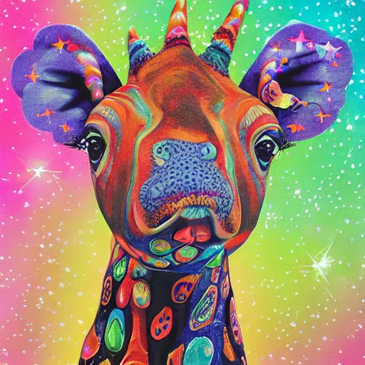 Prompt: cosmic giraffe, flower power