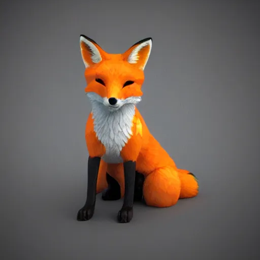 Image similar to a fox, 3 d render, post processing, cinematic lightning