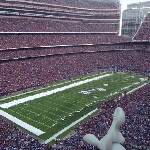 Prompt: The coach Belichick mothership attacking a football stadium