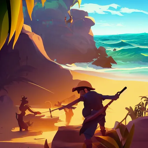 Image similar to painting treasure on sea of thieves game smooth median photoshop filter cutout vector, behance hd by jesper ejsing, by rhads, makoto shinkai and lois van baarle, ilya kuvshinov, rossdraws global illumination