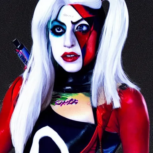 Prompt: lady gaga as harley quinn highly detailed