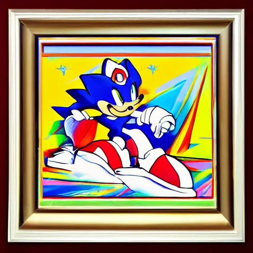 Image similar to sonic the hedgehog as imagined by peter max