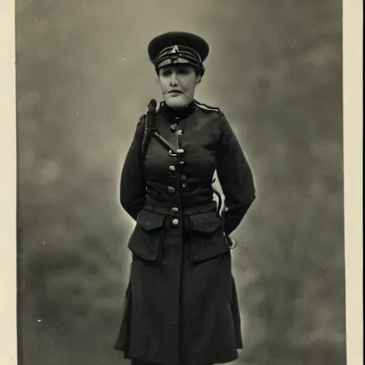 Prompt: member of the women's police service. photographed in england, 1 9 1 6