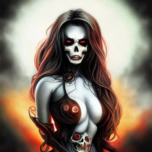 Image similar to Now I have become Death, the destroyer of worlds, artwork by artgerm, Zombie Ghouls, rendered in high octane, art by Ansel Adams