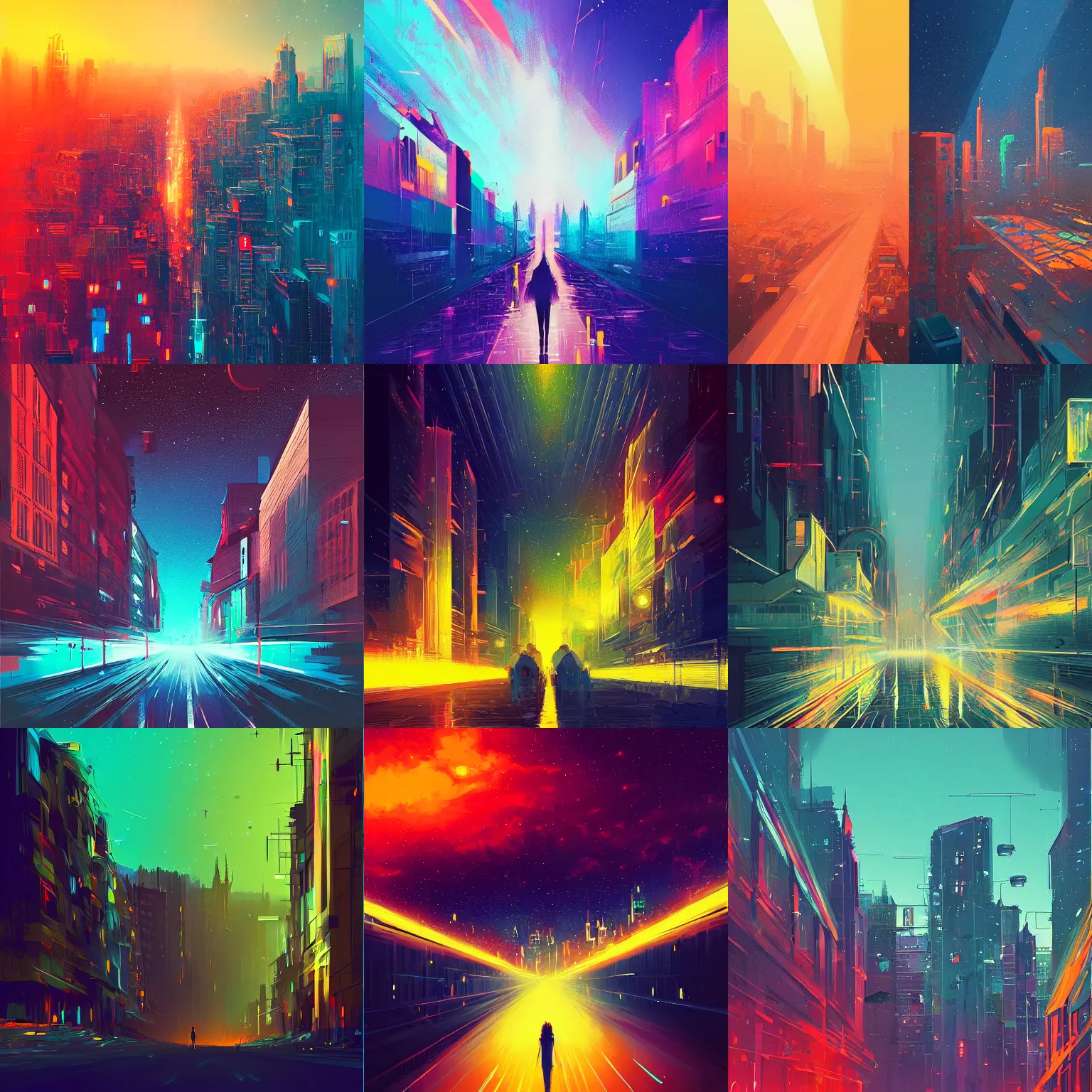 Prompt: all of space and time flows through this city, by alena aenami, digital art, trending on artstation