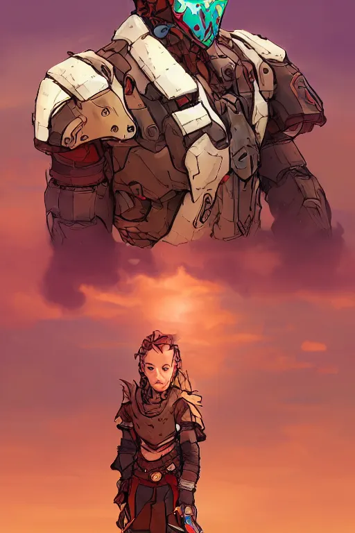 Image similar to combination suit armor aloy horizon forbidden west horizon zero dawn robot ninja mask helmet backpack tribal, art gta 5 comics, official fanart behance hd artstation by jesper ejsing, by rhads, makoto shinkai and lois van baarle, ilya kuvshinov, ossdraws radiating a glowing aura cgi rtx 2 0 2 2