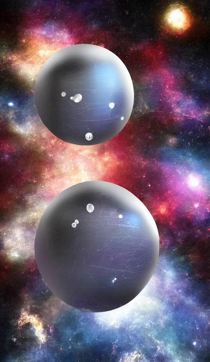 Prompt: an enormous transparent spherical capsule in the middle of outer space, digital art