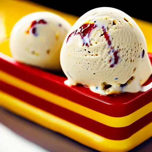 Image similar to commercial photo of a sausage ice cream, mustard, ketchup, relish