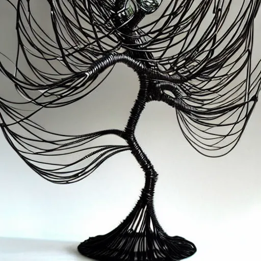 Prompt: futuristic contemporary wire tree, art deco, art nouveau, intricate, elaborate, highly detailed, dramatic lighting