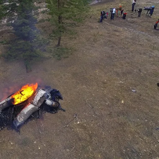 Image similar to quadcopter view of the fire