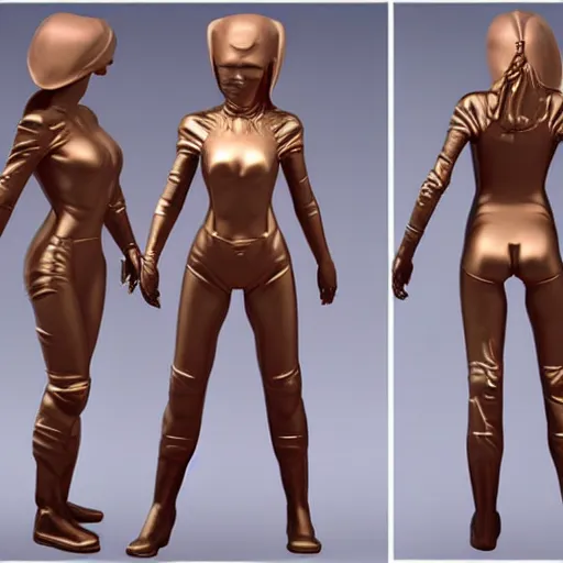 Image similar to a woman with golden skin, in the style of vitaly bulgarov, nanogirl!! nanogirl v 2!! zbrushcentral