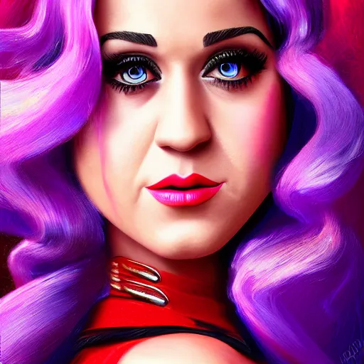 Image similar to portait princess katy perry, centred, very long hair, hd, unreal engine, art digital painting, amazing background theme