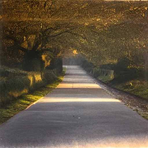 Prompt: Beautiful cameraphone, soft liminal Photograph of an estate road, early morning, small estate-flat