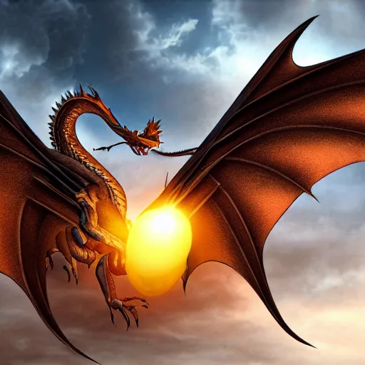 Image similar to Dragon wallpaper, 8k, digital art, hyperrealistic, single dragon flying, detailed